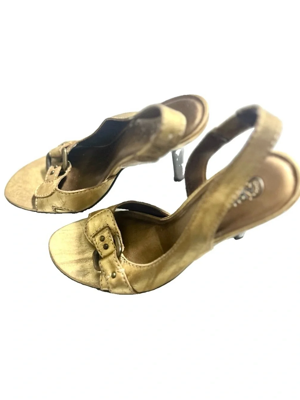 Carlos by Carlos Santana Fidelity Vintage Gold Metallic Slingback Heels 7.5